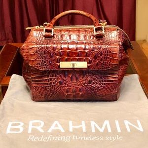 BRAHMIN MALIA SATCHEL PECAN MELBOURNE LEATHER